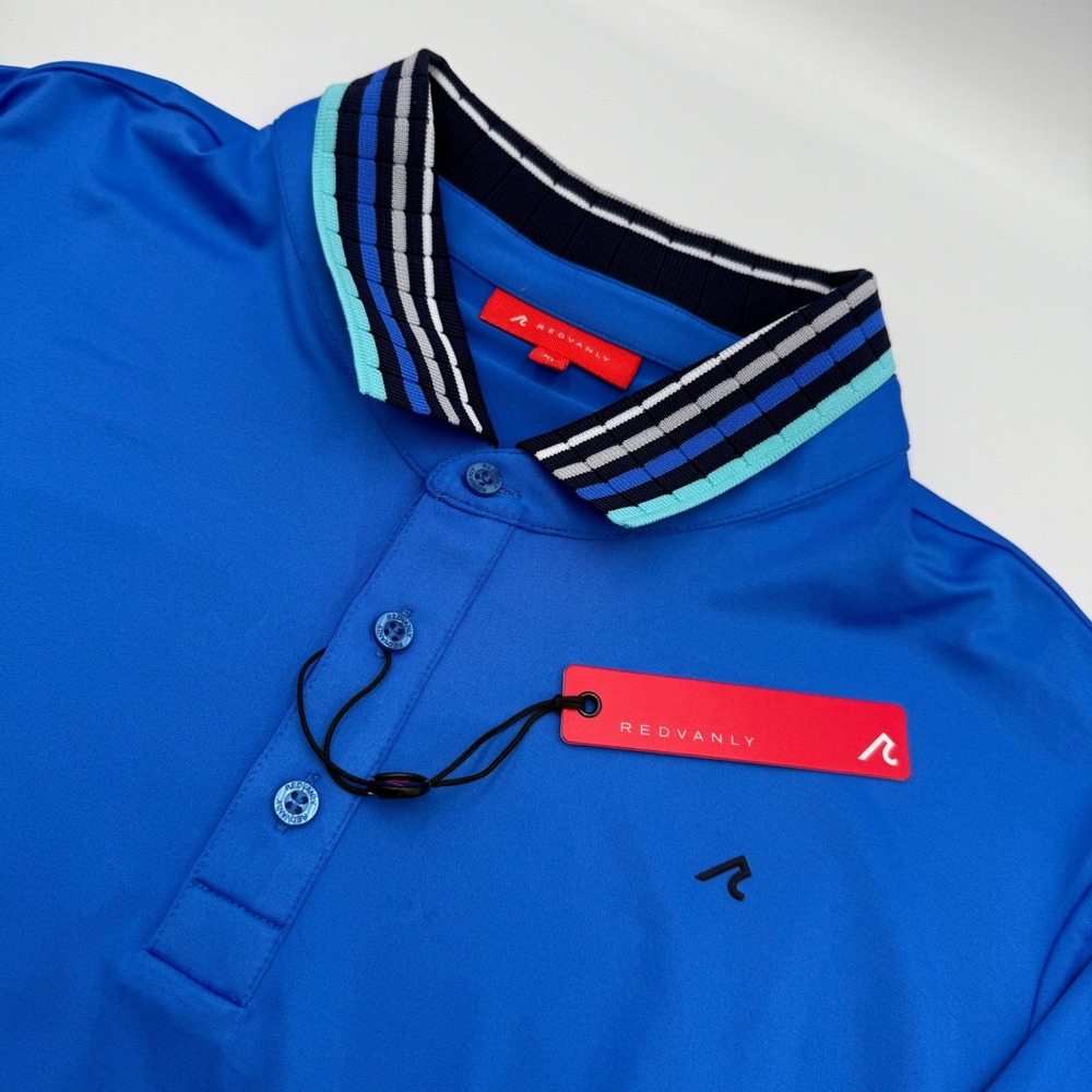 Redvanly Mael Polo Shirt Mens Marine Blue Stretch Golf XL NWT